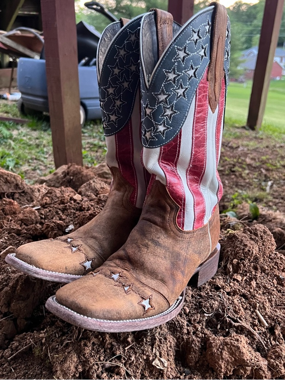 Cowboy Boots American Flag Western Leather Patriotic Size 8